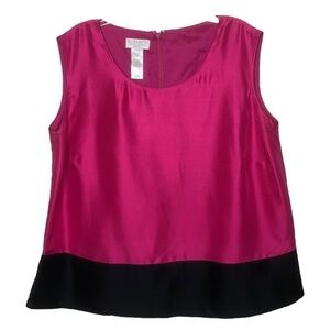 ELISABETH By Liz Claiborne Pink & Black Color Block Scoop Neck Tank Top Size 16P